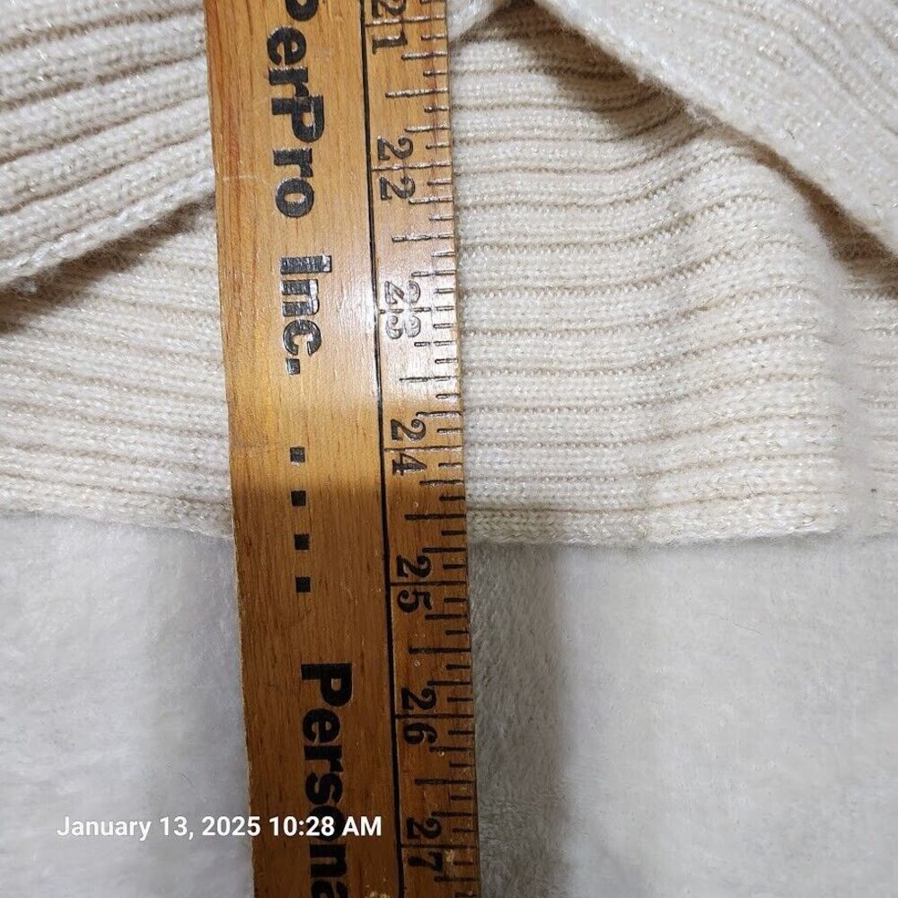 White House Black Market Women's XS Open Cardigan/Sweater Cream/Metallic Thread - Picture 6 of 8